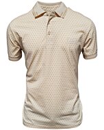 Men’s beige polo shirt featuring a subtle geometric pattern, crafted from a breathable cotton-polyester blend by Montero.