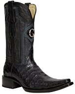 Botas vaqueras El General 45078 de piel de Caimán Belly en negro con horma Versace.