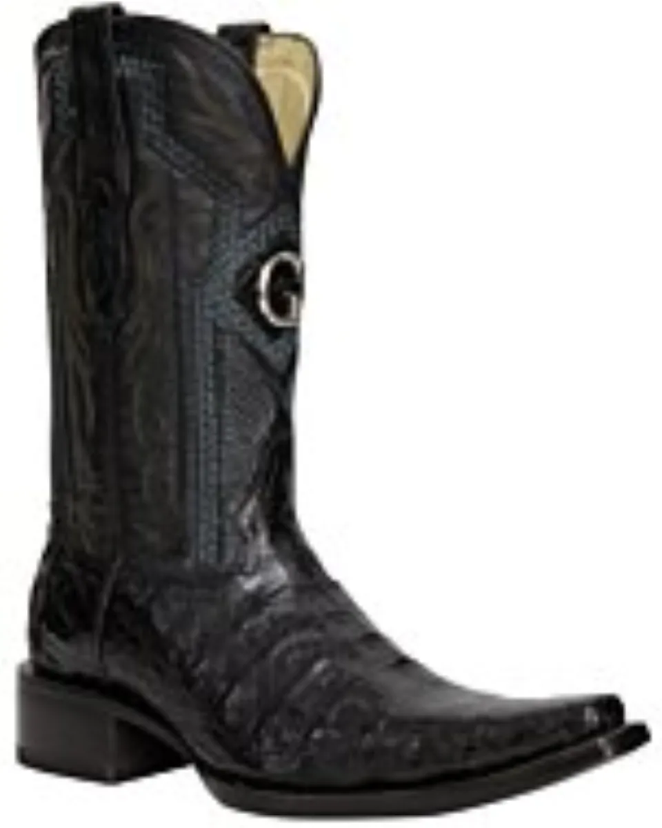 Botas vaqueras El General 45078 de piel de Caimán Belly en negro con horma Versace.