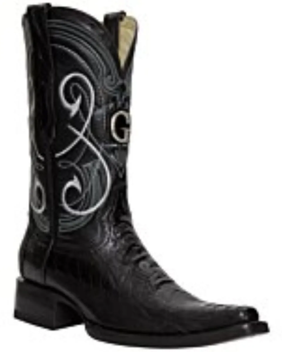 Botas vaqueras El General 45067 de pata de avestruz en color negro con horma Versace.