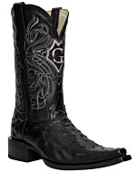 Botas vaqueras negras de piel de avestruz de El General con diseño de horma Versace.