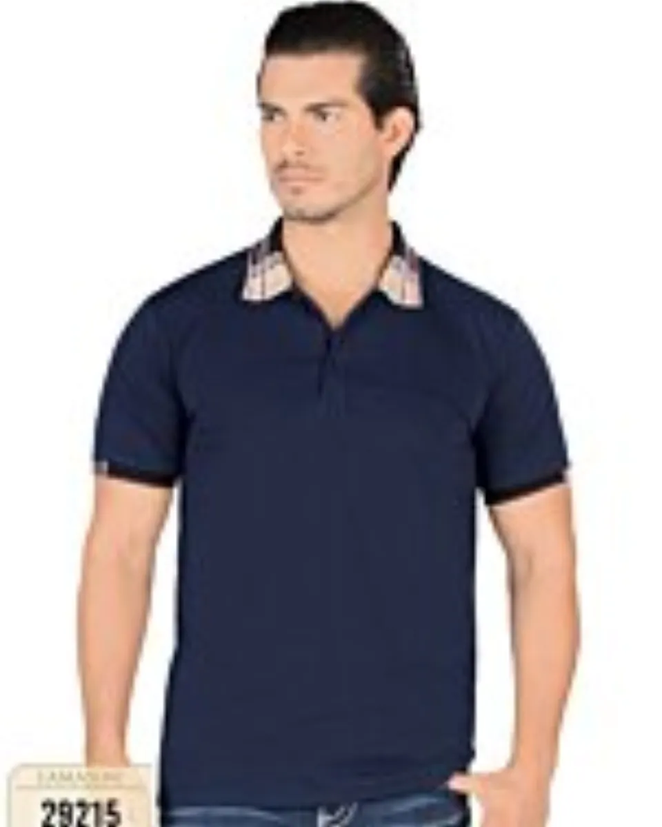 Playera Lisa Color Navy Con Diseño En Cuello Lamasini 29215