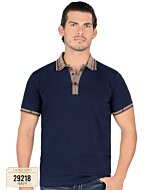 Playera Color Navy Con Diseño En Cuello y Tapeta Lamasini 29218