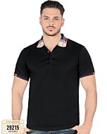 Playera Lisa Negra Diseño En Cuello Lamasini 29215
