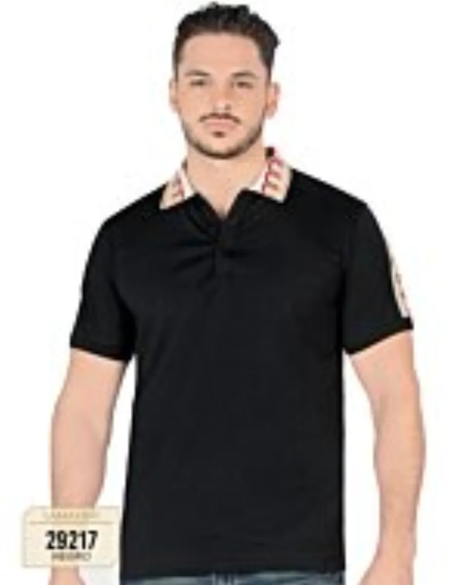 Playera Lamasini Lisa Diseño En Cuello Negra 29217