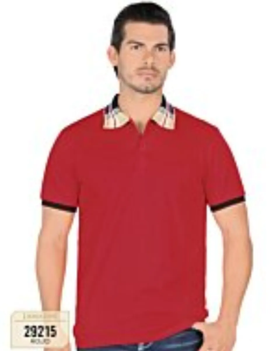 Playera Lisa Diseño En Cuello Roja Lamasini 29215