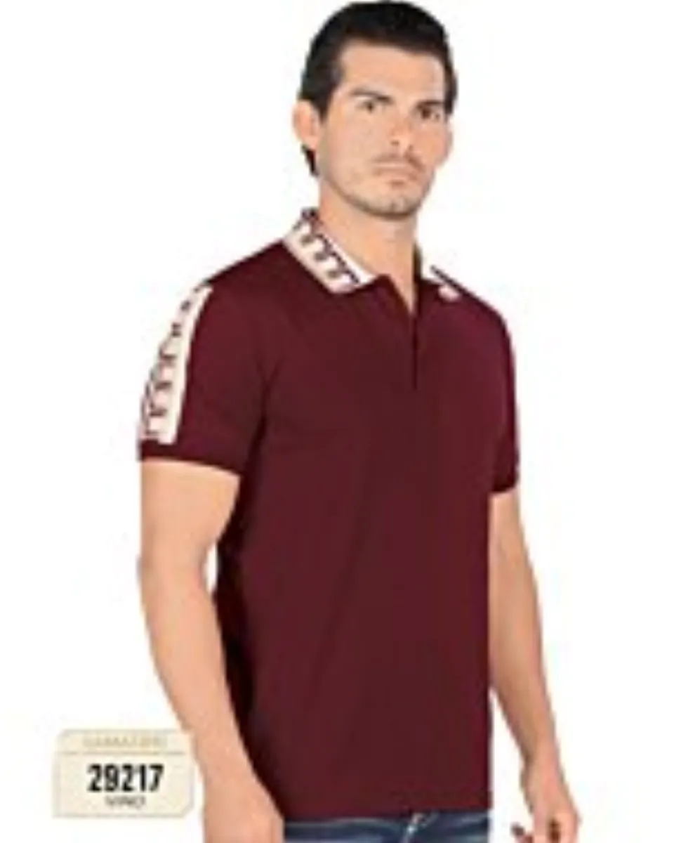 Playera Lamasini Lisa Con Diseño En Cuello y Mangas Color Vino 29217