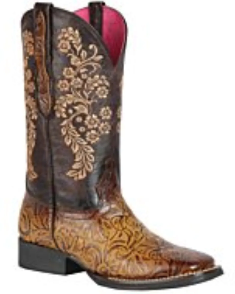 Bota Rodeo Piel Grabada Color Orix Para Mujer El General 44634
