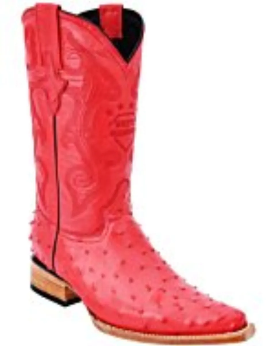 Botas Vaqueras Grabado Avestruz WD 11-118 Color Rojo