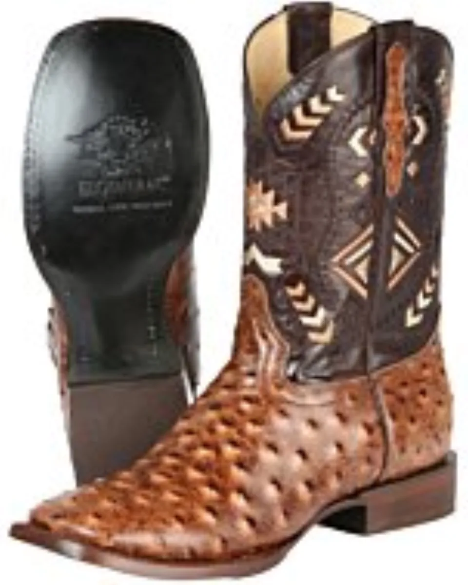 Botas Rodeo Imitación Avestruz Suela De Cuero 51239 Color Shedrón