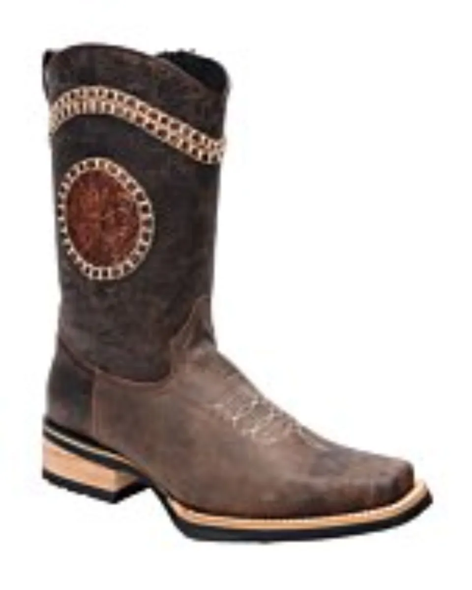 Botas Rodeo Con Tejido En Tubo Color Café WD 11-320