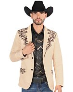 Saco Color Beige Bordado Moda Lamasini 506 Para Hombre
