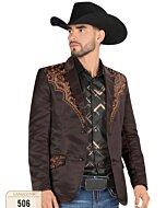 Saco Café Bordado Moda Lamasini 506 Para Hombre