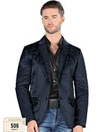 Saco Color Navy Bordado Moda Lamasini 506 Para Hombre