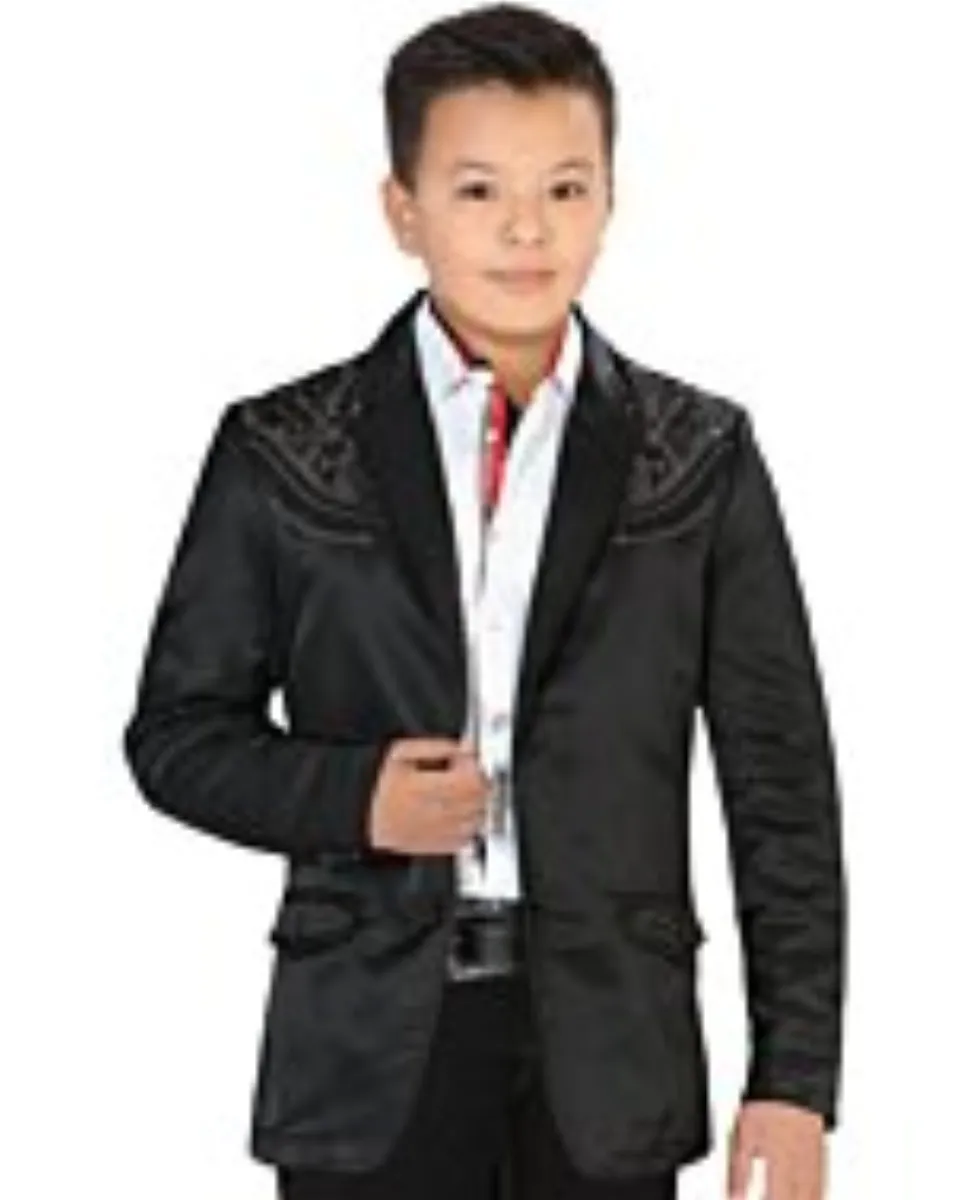 Saco Color Negro Bordado Para Niño Lamasini 504