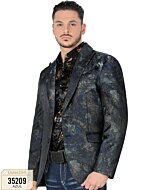 Saco Moda Lamasini Color Azul Brilloso 35209 Para Hombre
