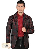 Saco Moda Lamasini Color Rojo Brilloso 35209 Para Hombre