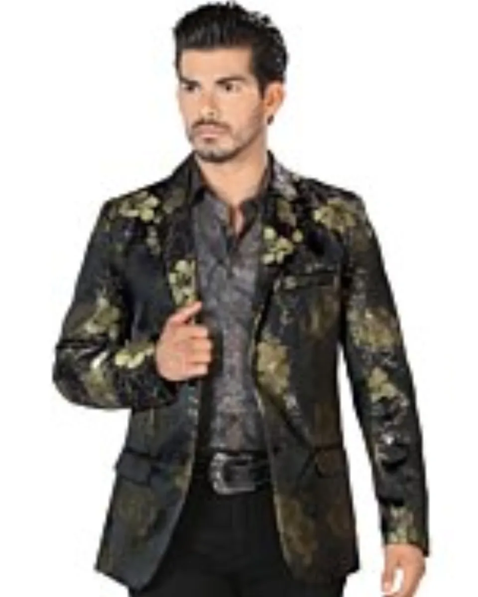 Saco Fino Negro Lamasini Flores Gold 501