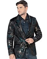 Saco Fino Negro Lamasini Flores Teal 501