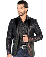 Saco Fino Multicolor Metálico Para Hombre Negro