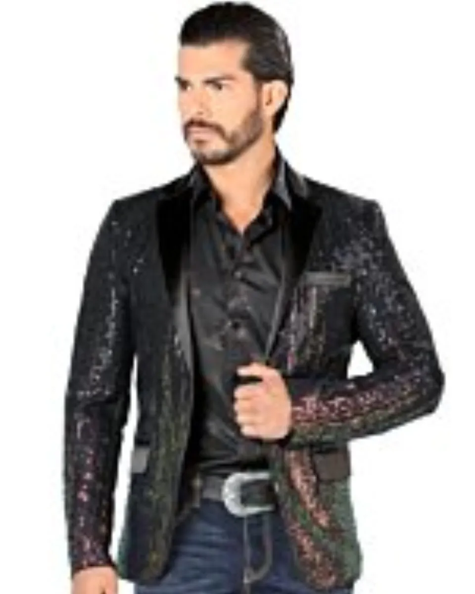 Saco Fino Multicolor Metálico Para Hombre Negro