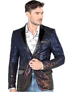 Saco Fino Multicolor Metálico Para Hombre Azul Rey