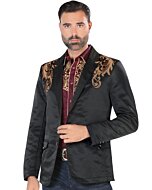 Saco Para Hombre Moda Montero Color Negro Bordado Café 2173