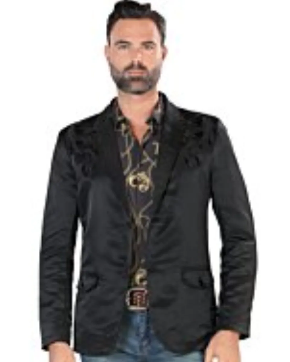 Saco Bordado Para Hombre Moda Montero Negro 2173