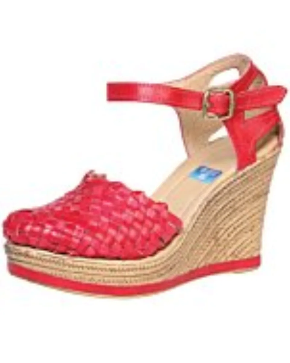 Huarache Artesanal De Piel 601927 Color Rojo