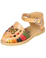 Huarache Artesanal Para Niña Bordado Mariposa 603480 Tan