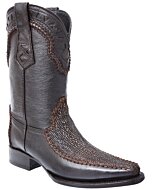 Botas Vaqueras Piel De Tiburón Original Horma Texana Color Café WD 11-154