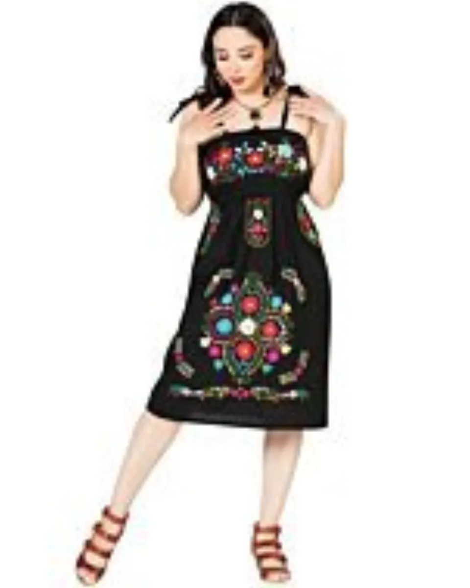 Vestido Bordado Artesanal 603074 Color Negro