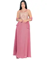Vestido Largo De Fiesta Color Malva Lamasini 5753