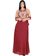 Vestido Largo De Fiesta Color Vino Lamasini 5753