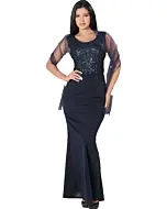 Vestido Largo Elegante Lamasini 5704 Navy