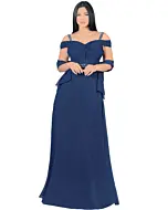 Vestido Color Azul Marino De Gala Largo Lamasini 5781