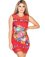 Vestido Corto Bordado Artesanal Noche Buena 602444 Rojo
