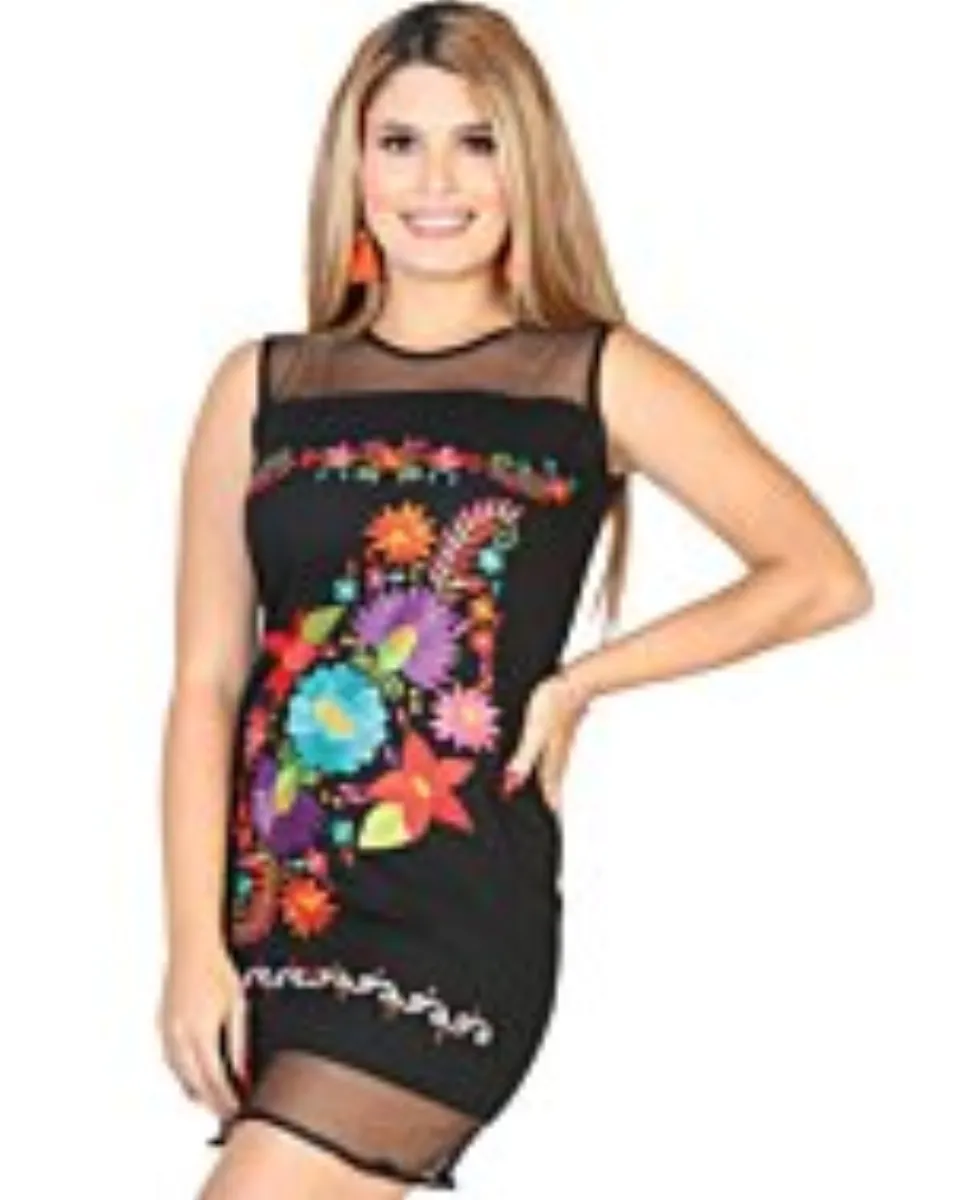 Vestido Corto Bordado Artesanal Noche Buena 602446 Negro