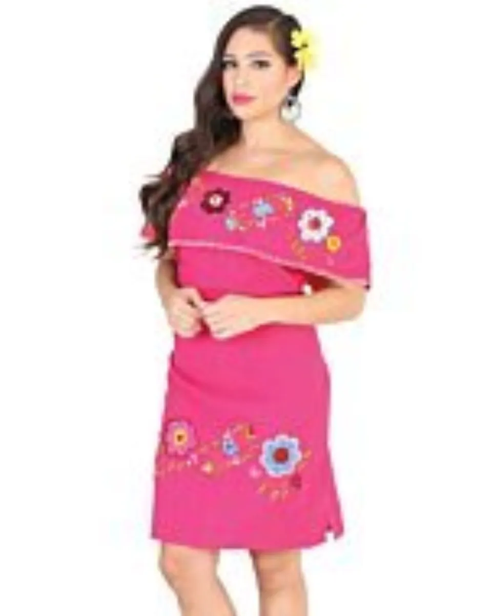 Vestido Bordado Olán 601977 Color Fuchsia