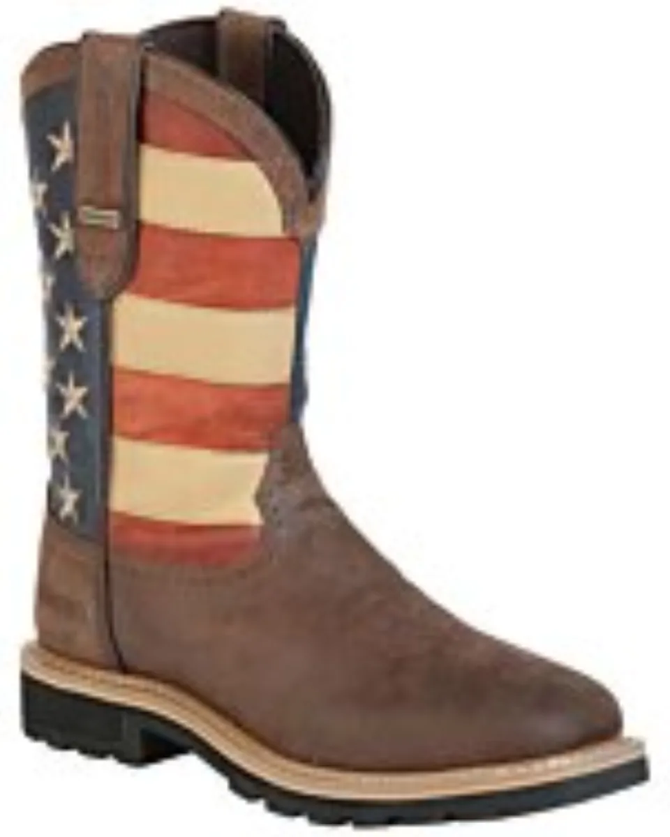 Bota Waterproof Para Trabajo Buff Color Café Barras Y Estrellas
