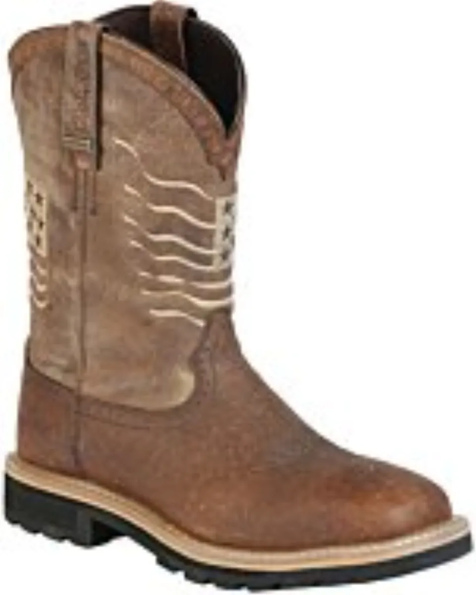 Bota Waterproof Para Trabajo Buff Aero Color Café Centenario Bordado Bandera Americana