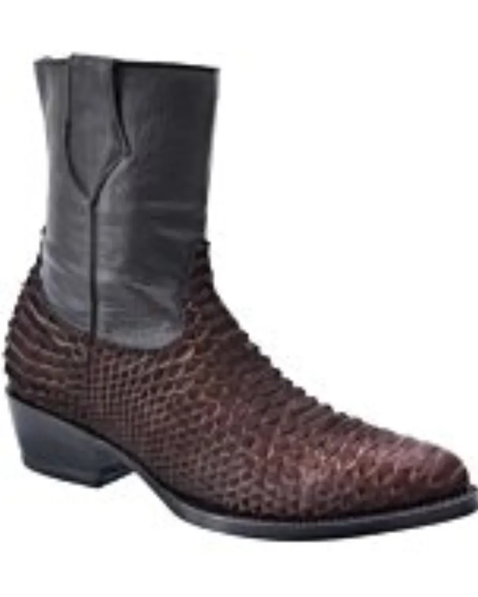 Short Skinny Python Boots Lateral Zipper 11-006 Brown