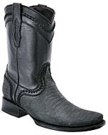 Bota Casual White Diamonds Boots 013, Grabado Lizard, hechas a mano, suela de cuero.