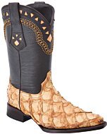 Pirarucu Exotic  White Diamonds Boots 11-046 Butter