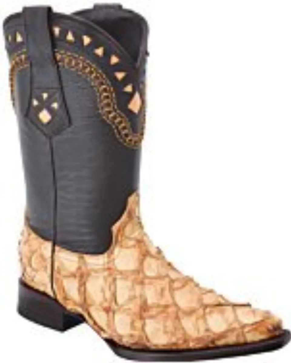 Pirarucu Exotic  White Diamonds Boots 11-046 Butter