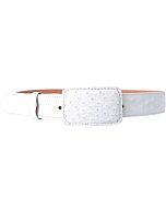 Cinto Vaquero Blanco De Avestruz WD 11-1463 Hebilla Rectangular