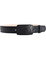 Cinto Vaquero Negro De Avestruz Hebilla Cuadrada