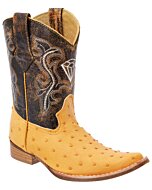 Botas Vaqueras Infantil Grabado Avestruz WD Boots 372 Mantequilla