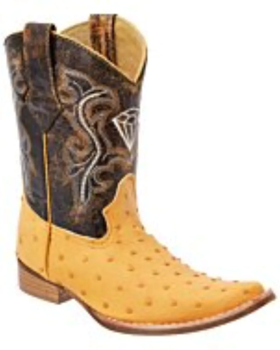 Botas Vaqueras Infantil Grabado Avestruz WD Boots 372 Mantequilla