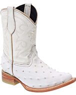 Botas Vaqueras De Niño Imitación Avestruz Color Hueso WD 11-371
